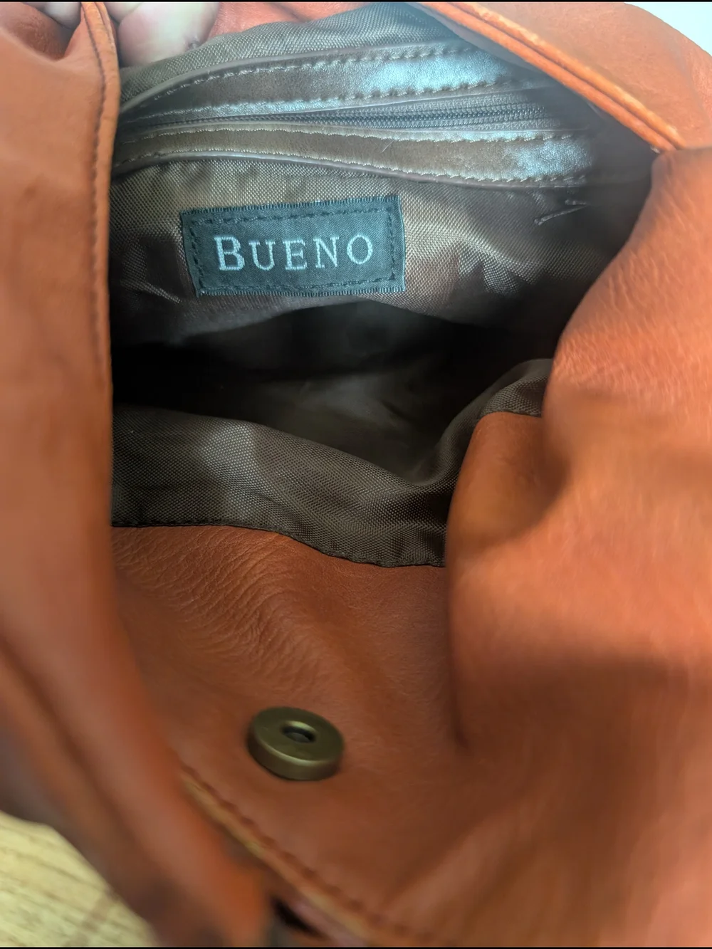 Bueno Two-Tone Orange and Brown Faux-Leather Crossbody